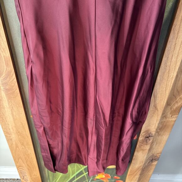 Anthropology Revelry Skye Maroon Midi Size 10 Cowl neck Satin Fitted Slip Dress - Picture 11 of 13